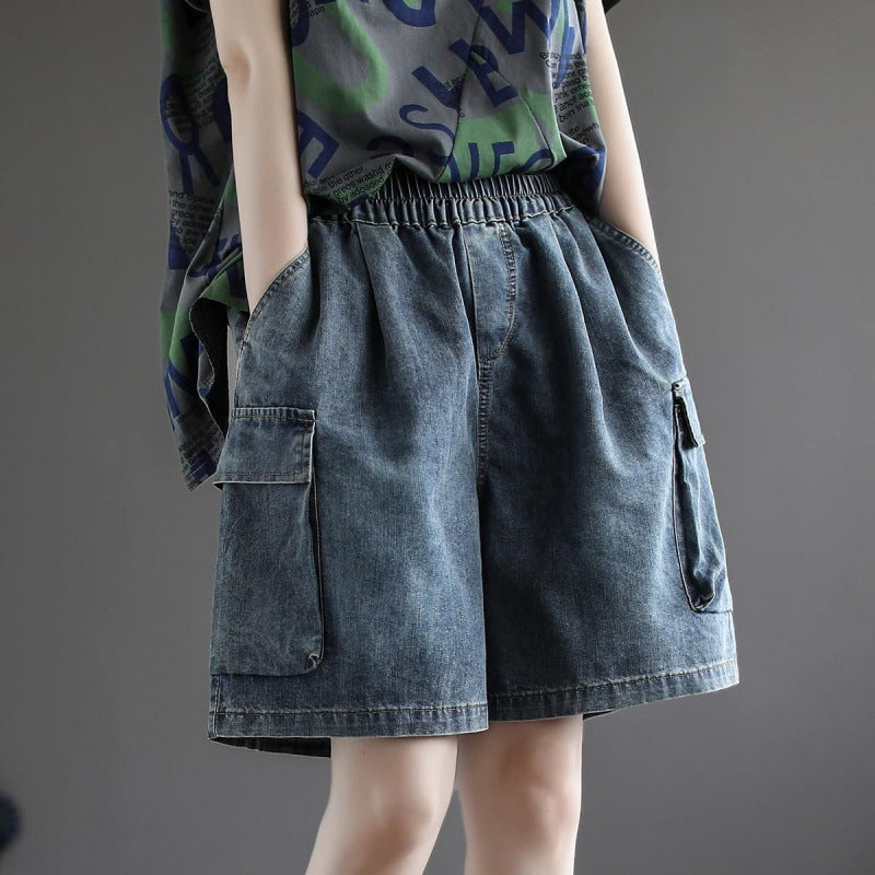 Ladies Loose Fit Cargo Shorts - Luxivelle