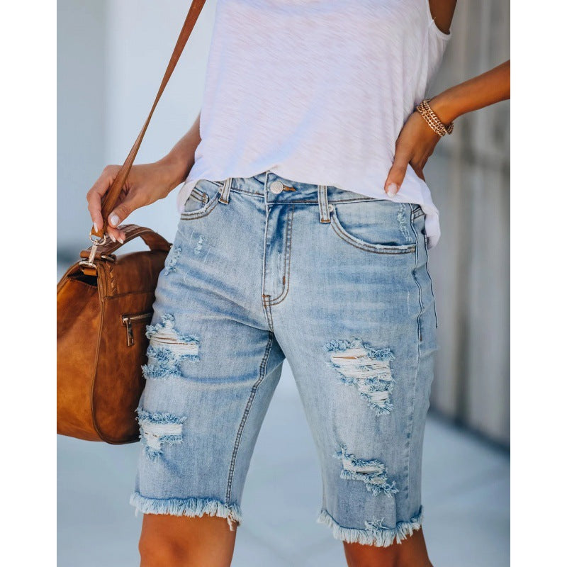 Distressed Denim Women's Shorts