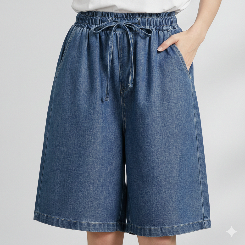 Comfortable Women's Elastic Waist Wide Shorts