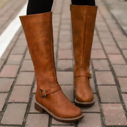 Tall Ladies Buckle Knee High Boots