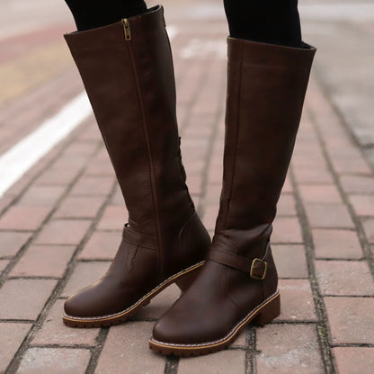 Tall Ladies Buckle Knee High Boots