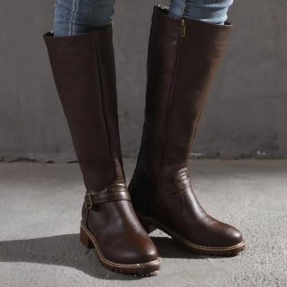 Tall Ladies Buckle Knee High Boots
