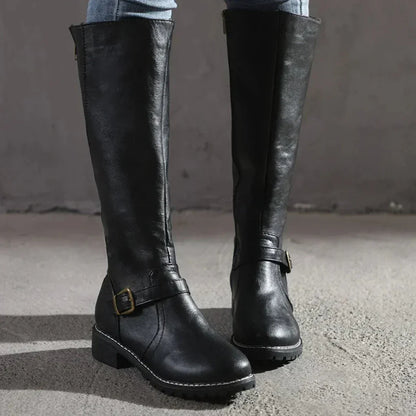Tall Ladies Buckle Knee High Boots