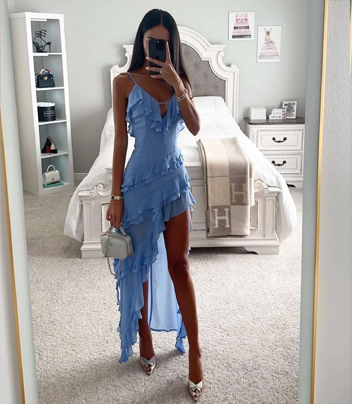 Elegant Long Dress with Ruffles for Women - Luxivelle