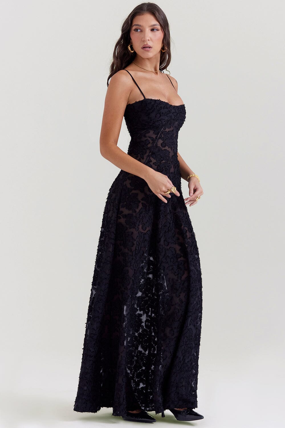 Long Floral Women's Evening Gown Wedding Guest