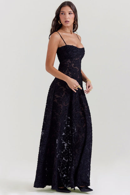 Long Floral Women's Evening Gown Wedding Guest