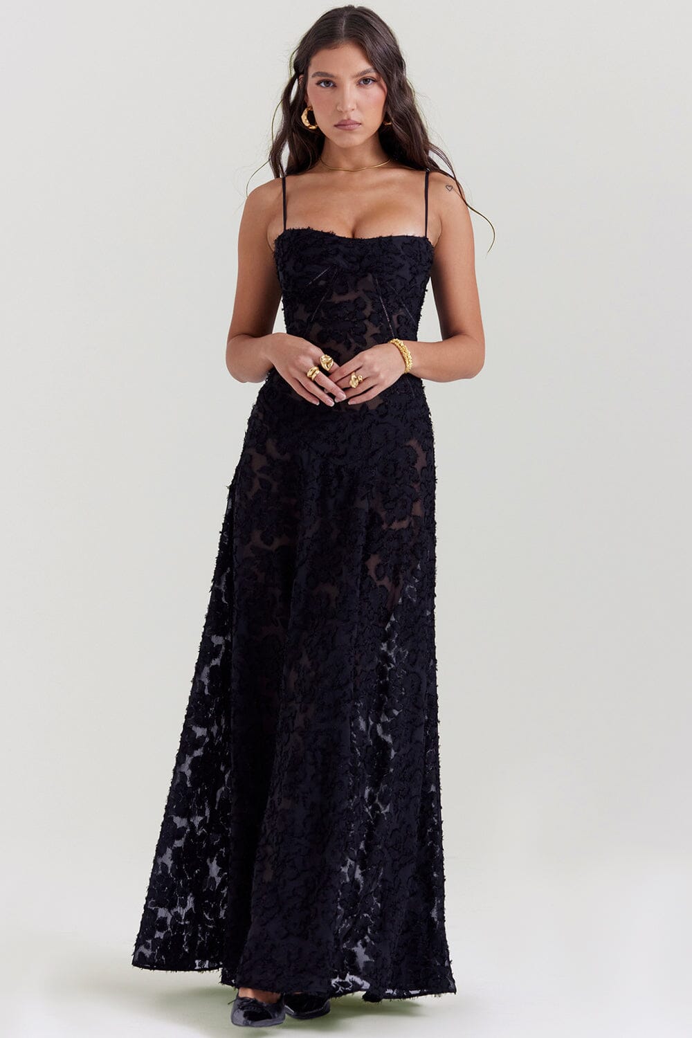 Long Floral Women's Evening Gown Wedding Guest