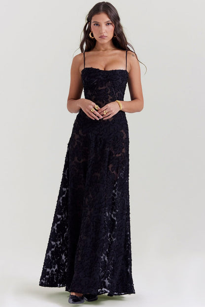 Long Floral Women's Evening Gown Wedding Guest