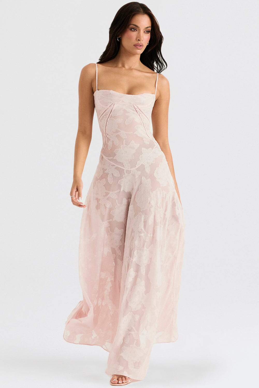 Long Floral Women's Evening Gown Wedding Guest