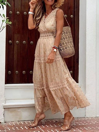 Flowy Summer Sleeveless Maxi Dress Boho Style
