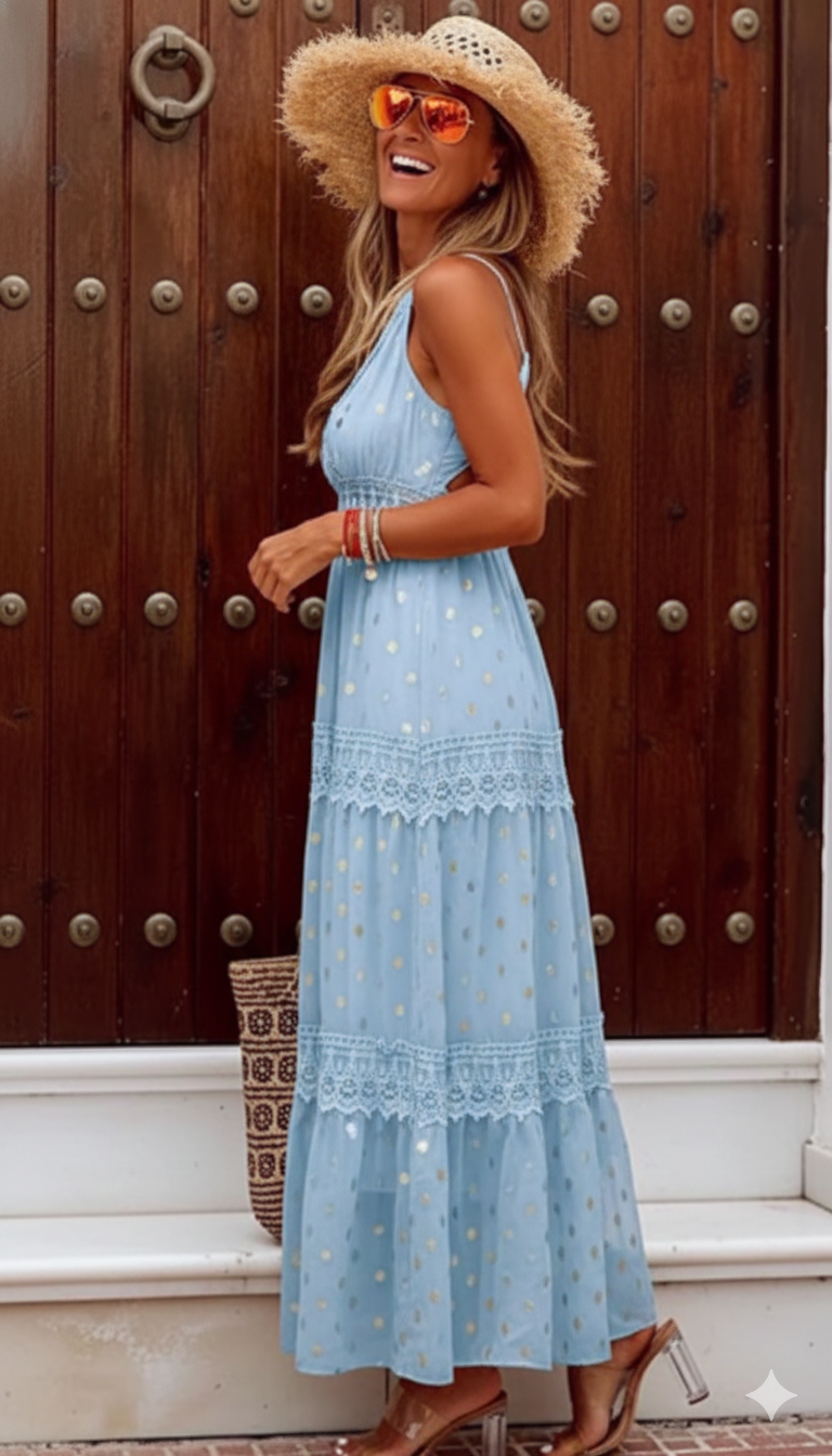 Flowy Summer Sleeveless Maxi Dress Boho Style
