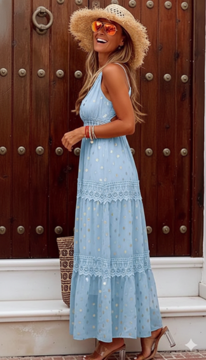 Flowy Summer Sleeveless Maxi Dress Boho Style