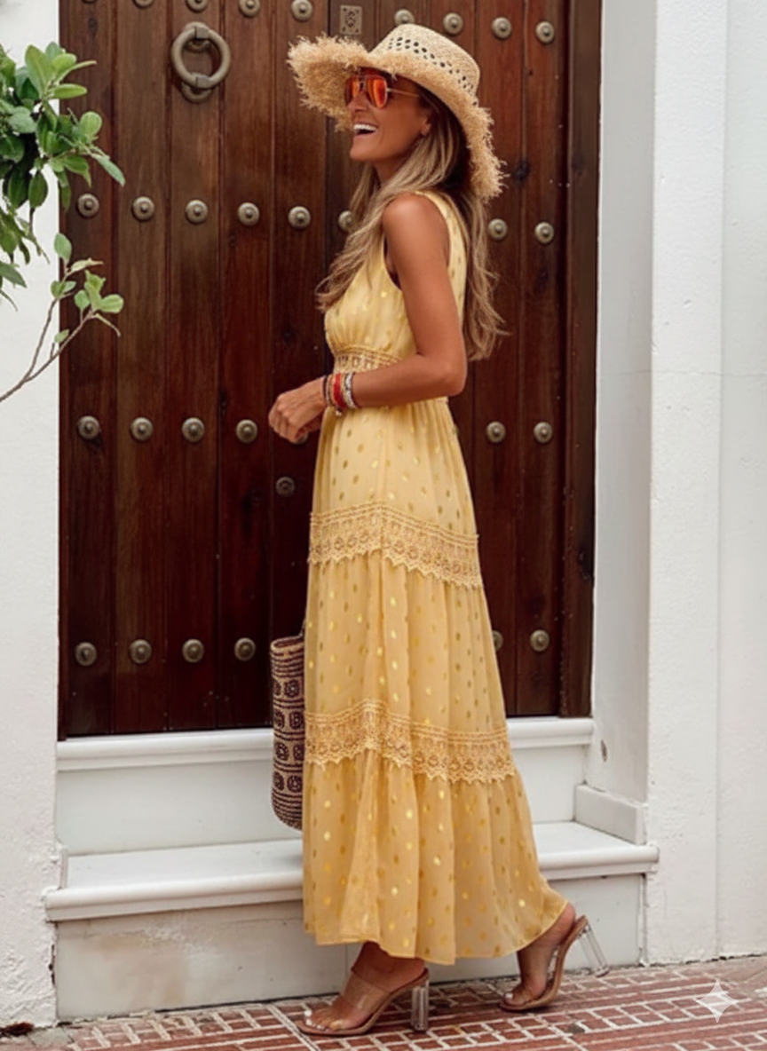 Flowy Summer Sleeveless Maxi Dress Boho Style