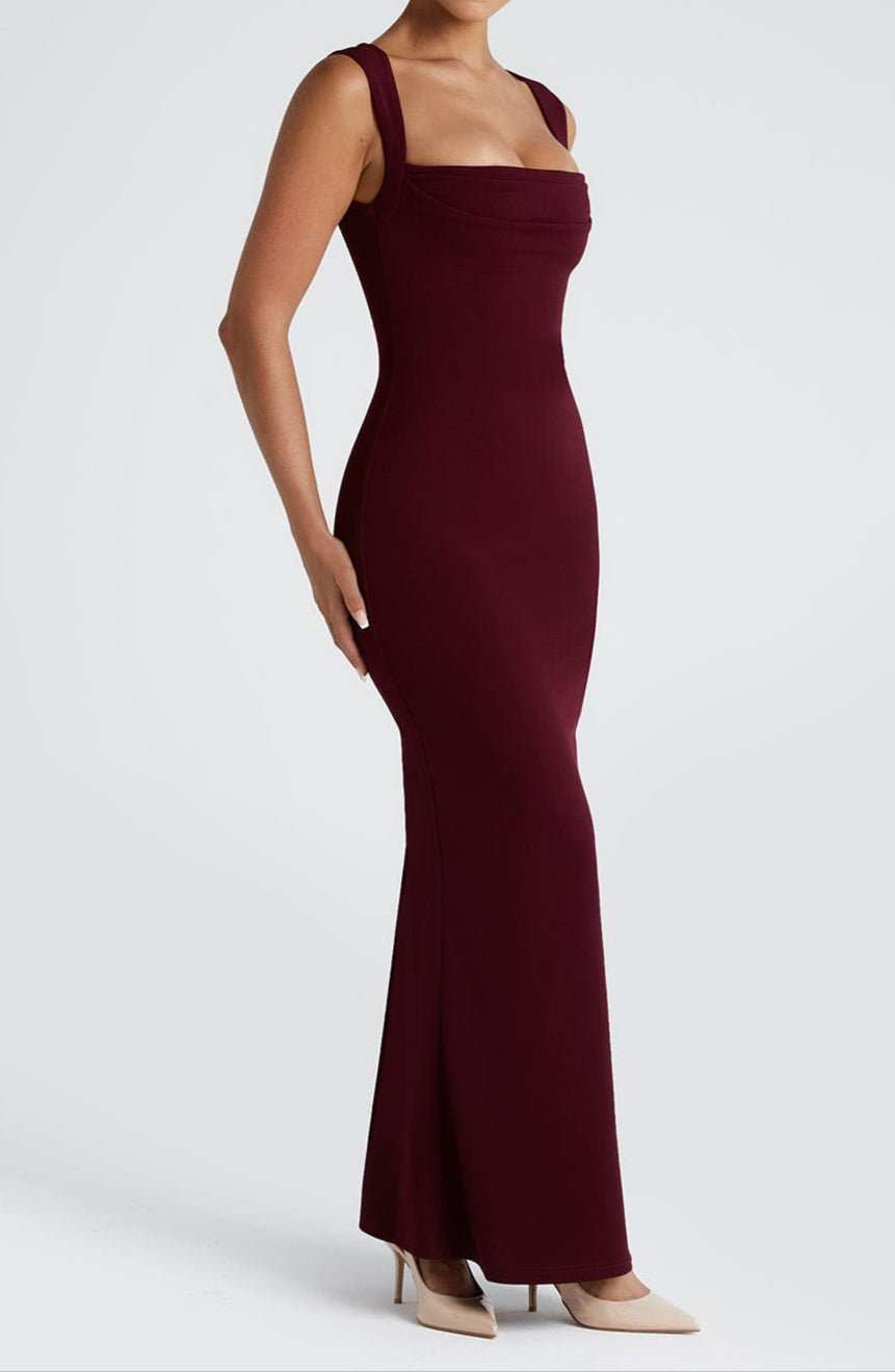 Women's Long Bodycon Square Neck Dress