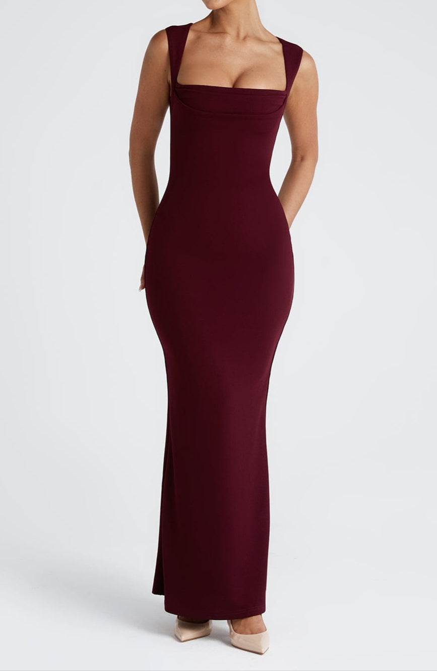 Women's Long Bodycon Square Neck Dress