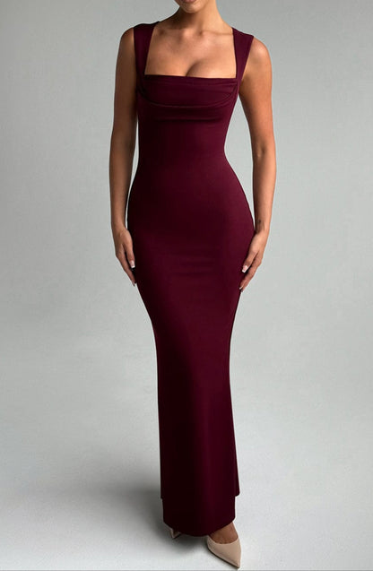 Women's Long Bodycon Square Neck Dress - Luxivelle