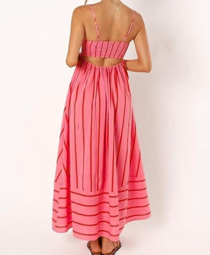 Long Sleeveless Striped Summer Dress for Women