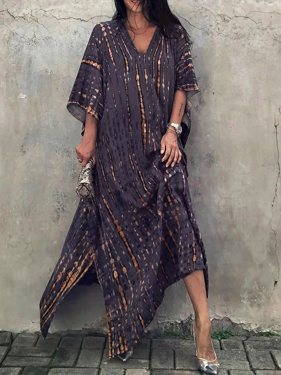Long Floral Tie Dye Maxi Dress