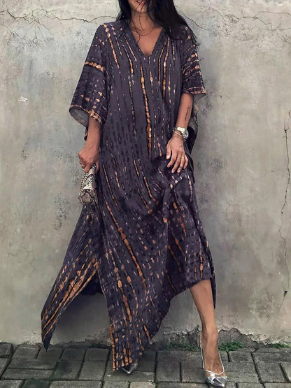 Long Floral Tie Dye Maxi Dress