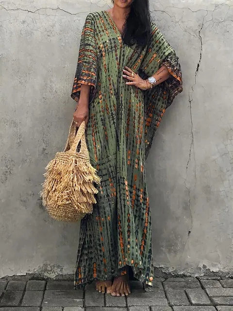 Long Floral Tie Dye Maxi Dress