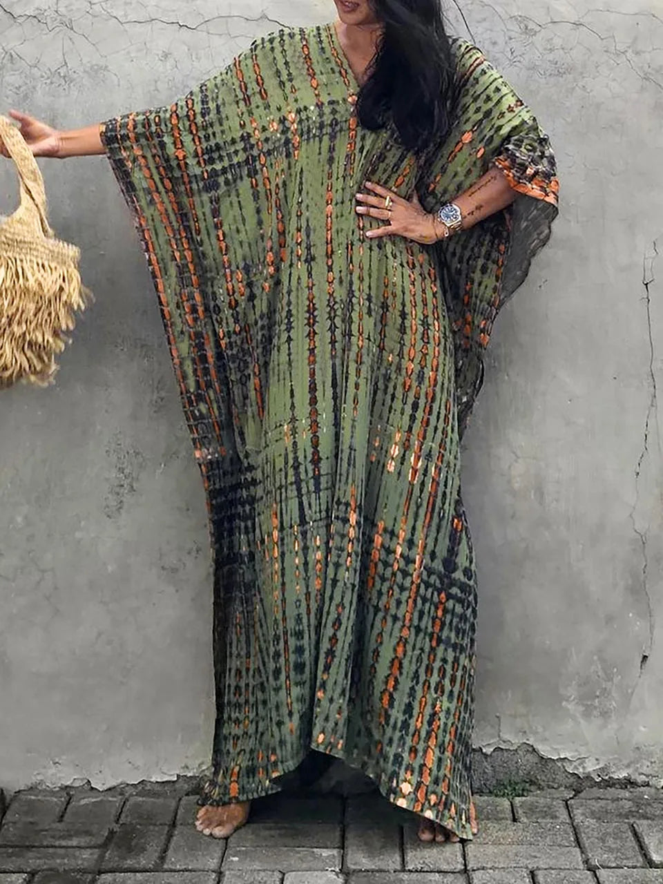 Long Floral Tie Dye Maxi Dress