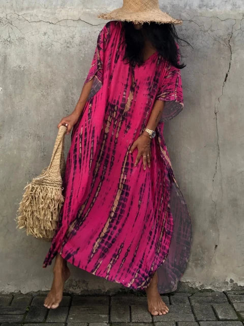 Long Floral Tie Dye Maxi Dress