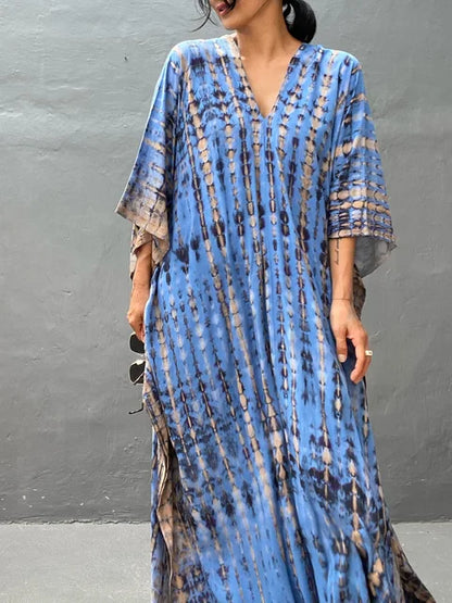 Long Floral Tie Dye Maxi Dress