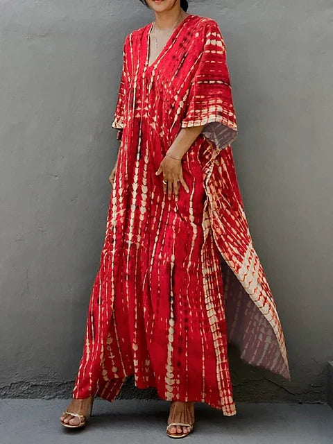 Long Floral Tie Dye Maxi Dress