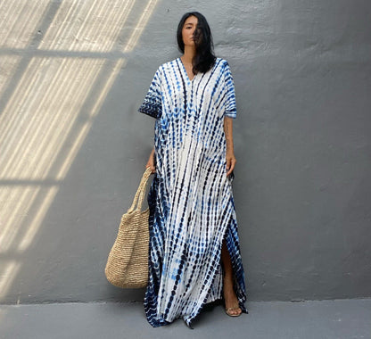 Long Floral Tie Dye Maxi Dress