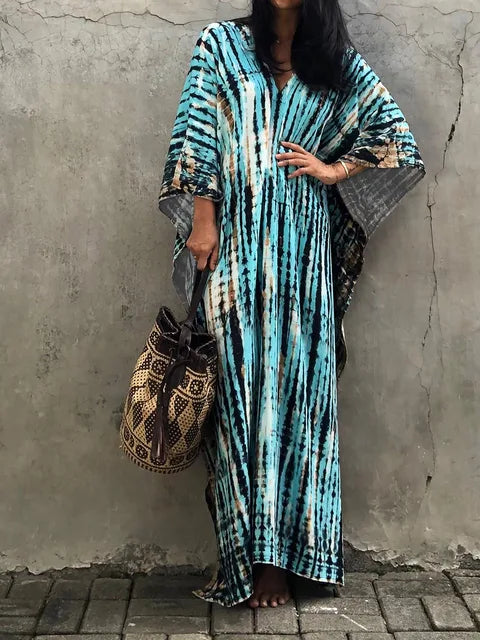 Long Floral Tie Dye Maxi Dress