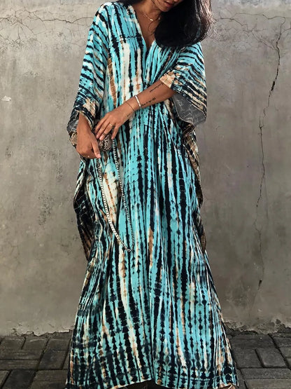 Long Floral Tie Dye Maxi Dress