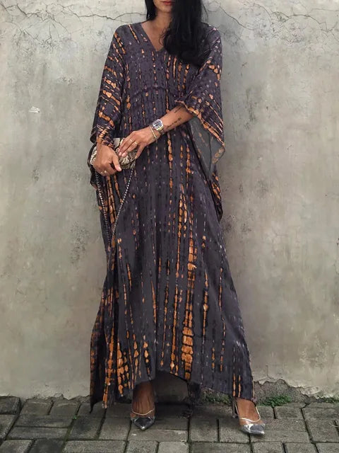 Long Floral Tie Dye Maxi Dress