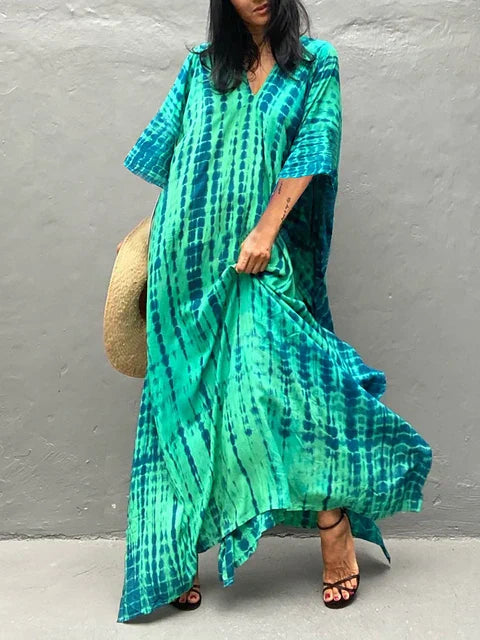 Long Floral Tie Dye Maxi Dress - Luxivelle