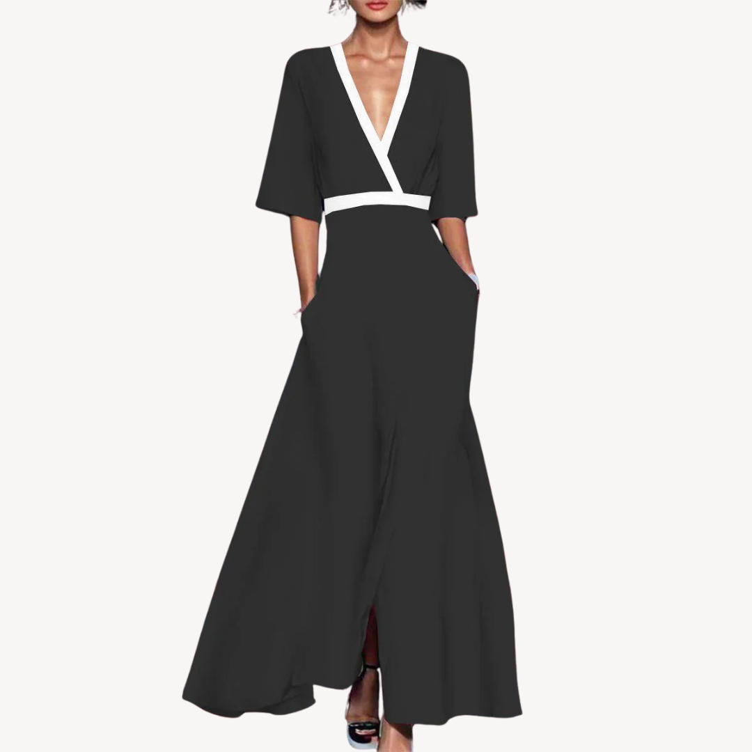 Long Sleeve Evening Wrap Maxi Dress - Luxivelle