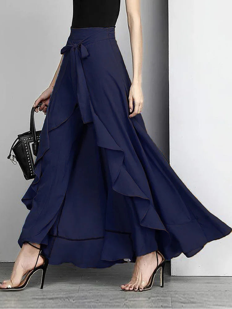 Flowy High Waisted A-Line Maxi Skirt