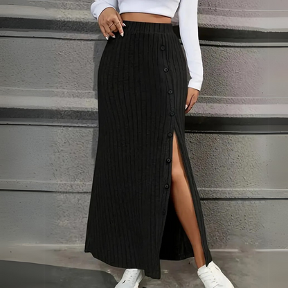 Elegant Women's Floor Length Maxi Skirt with Slit - Luxivelle