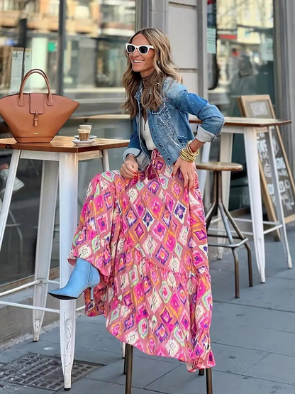 Flowy Tiered Maxi Skirt Bohemian Style