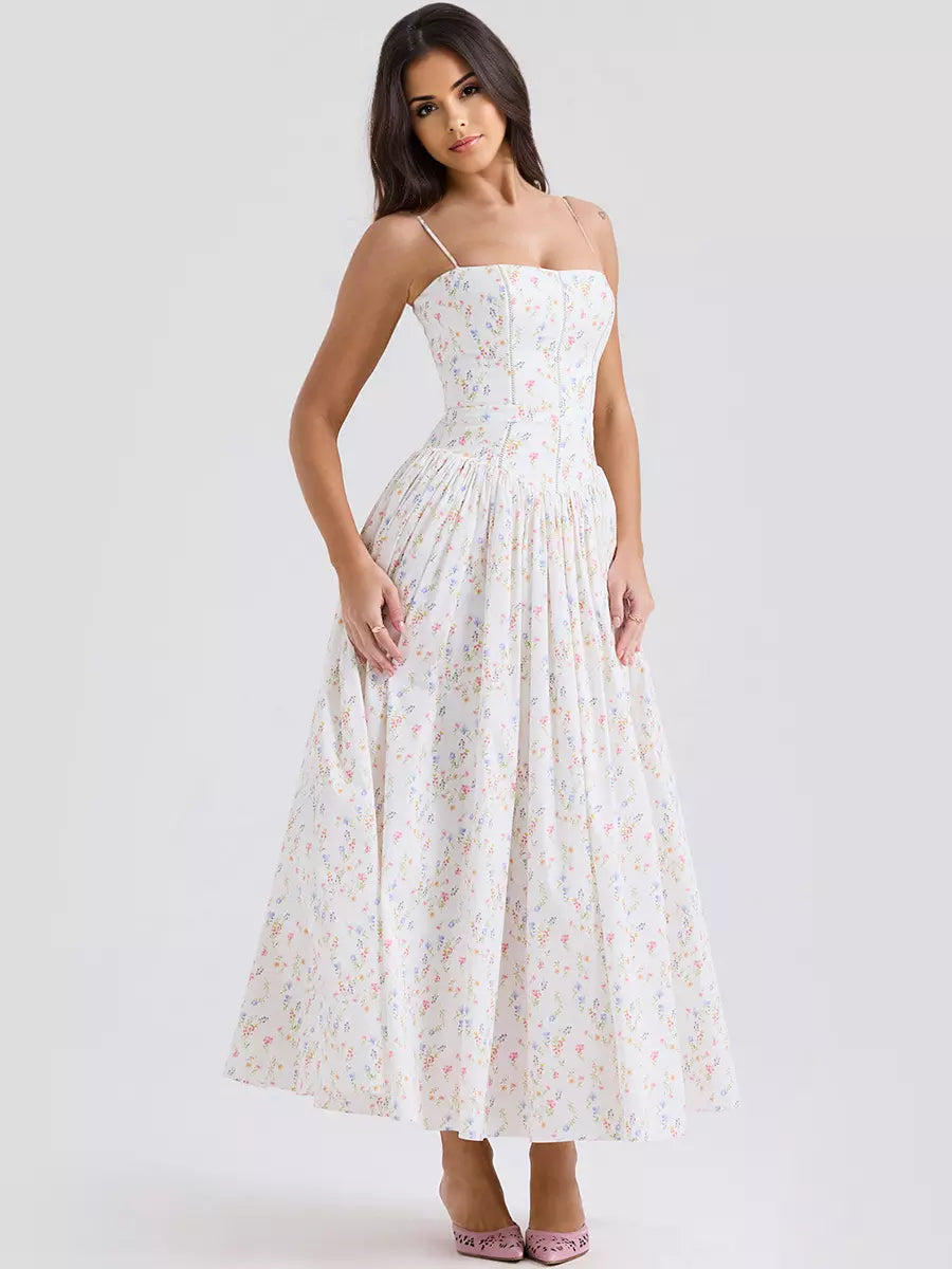 Ladies' Fit Floral Corset Dress for Party