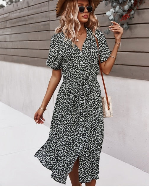 Women's Floral Midi Summer Dress | Easy Wear