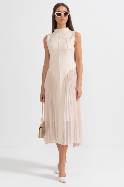 Elegant Sleeveless Party Dress Pleated Midi