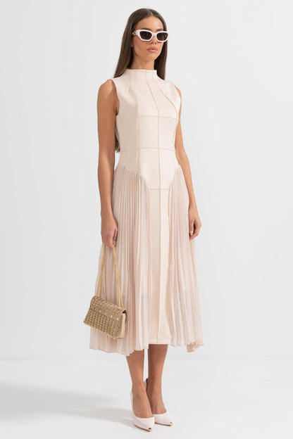 Elegant Sleeveless Party Dress Pleated Midi