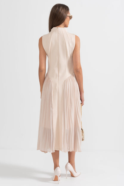 Elegant Sleeveless Party Dress Pleated Midi