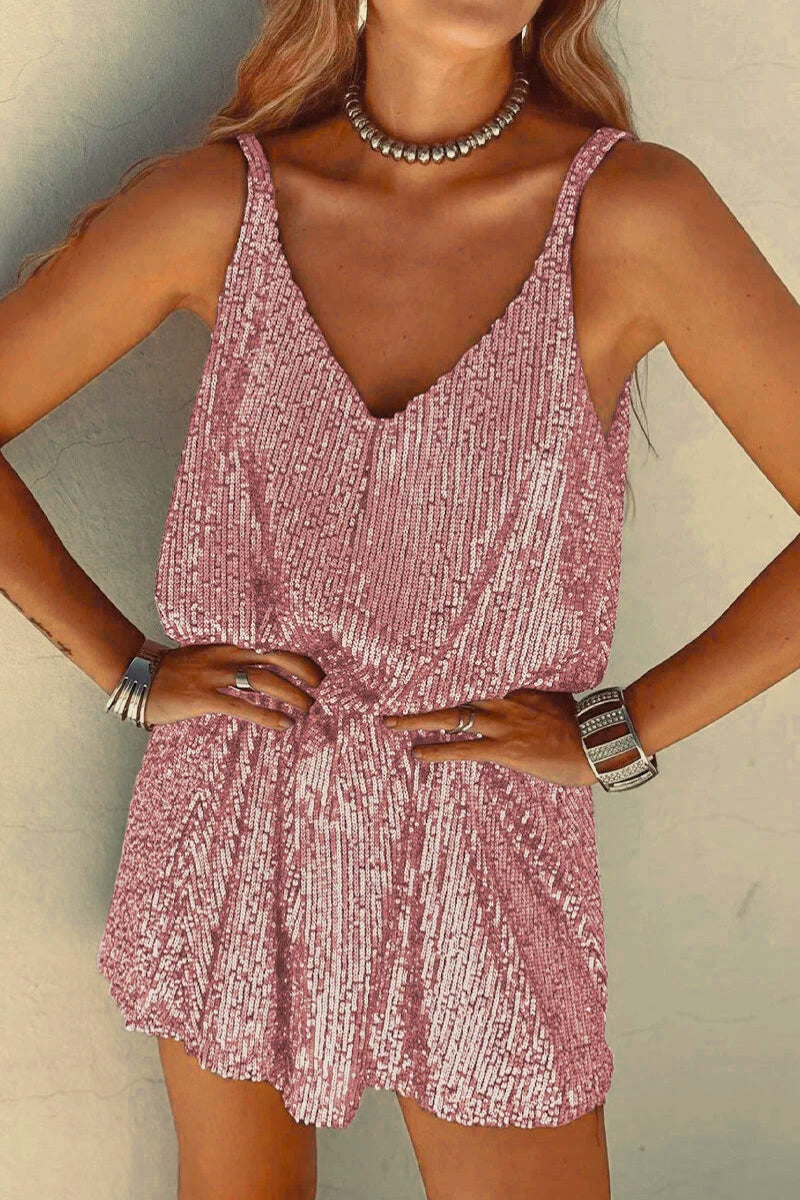 Sparkly V Neck Mini Party Dress for Women