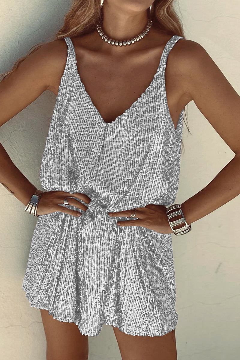 Sparkly V Neck Mini Party Dress for Women