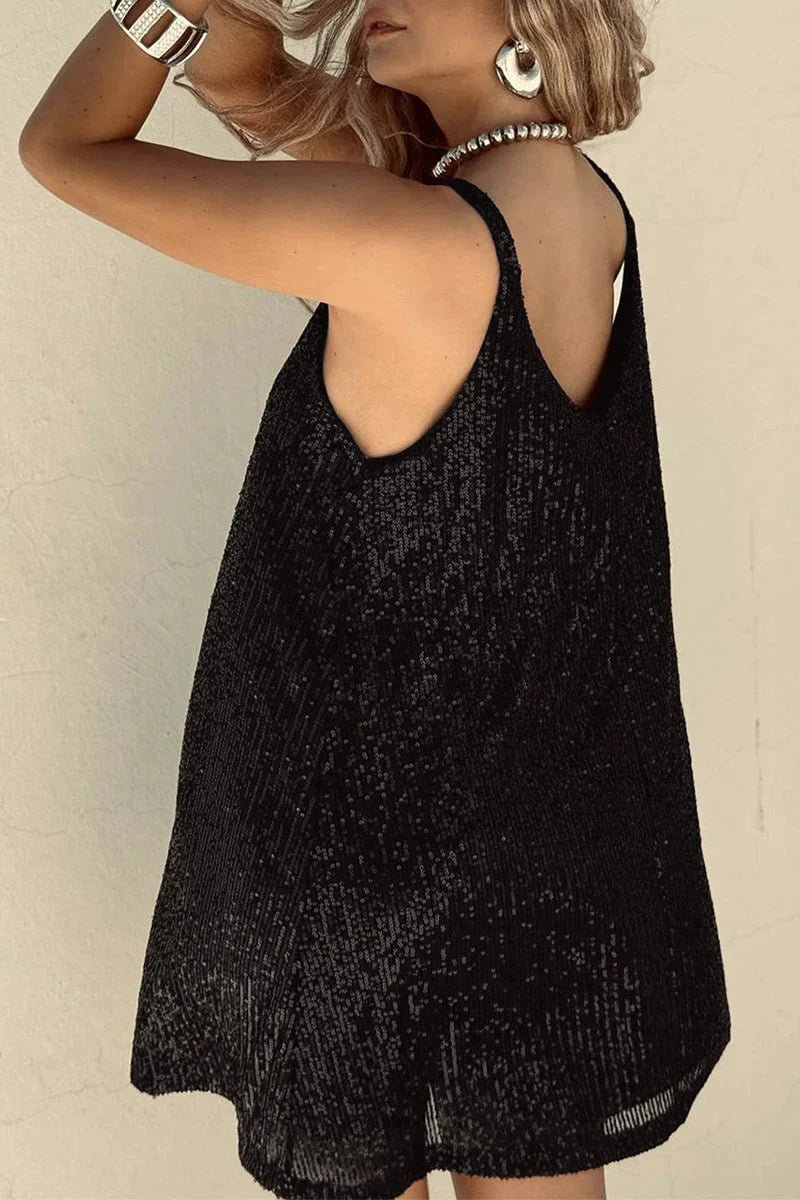 Sparkly V Neck Mini Party Dress for Women