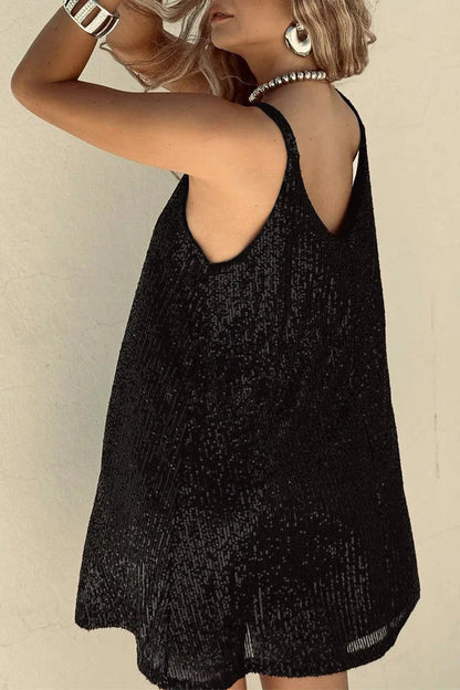 Sparkly V Neck Mini Party Dress for Women