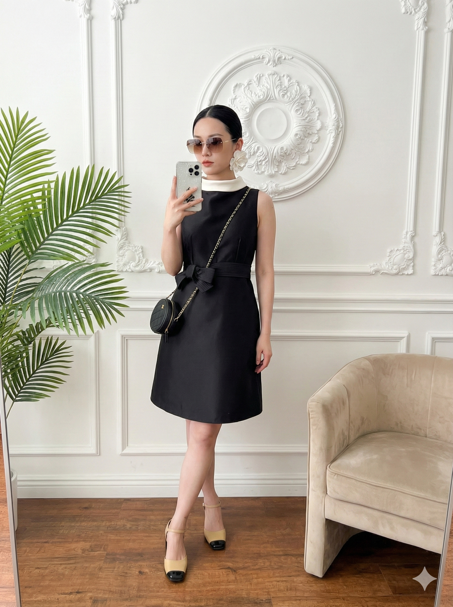 Ladies' Little Black Party Dress with Bow - Luxivelle