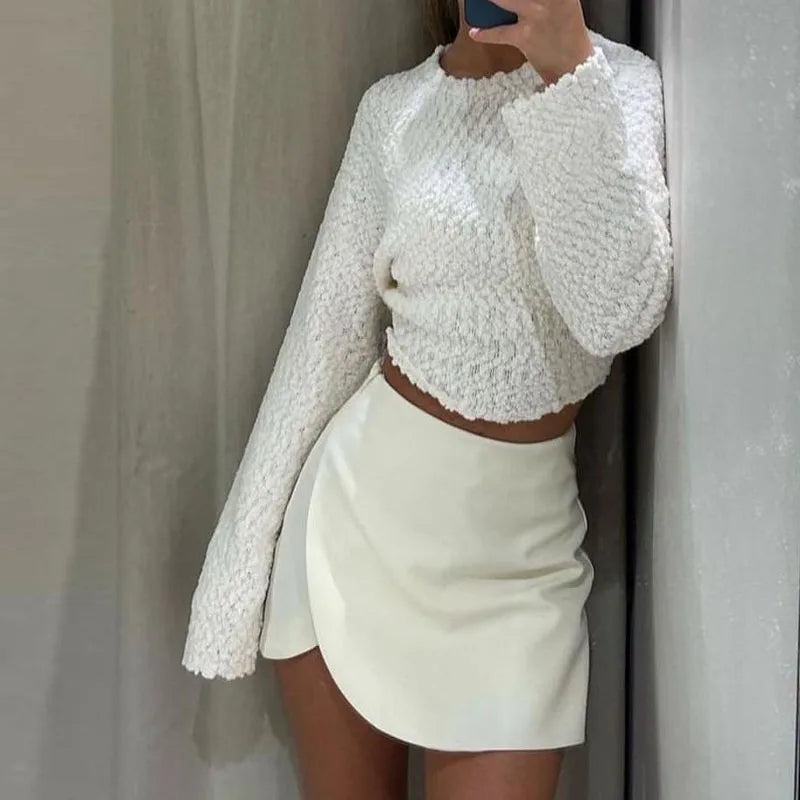 Short High Waisted Asymmetrical Mini Skirt