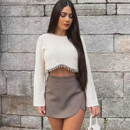 Short High Waisted Asymmetrical Mini Skirt - Luxivelle