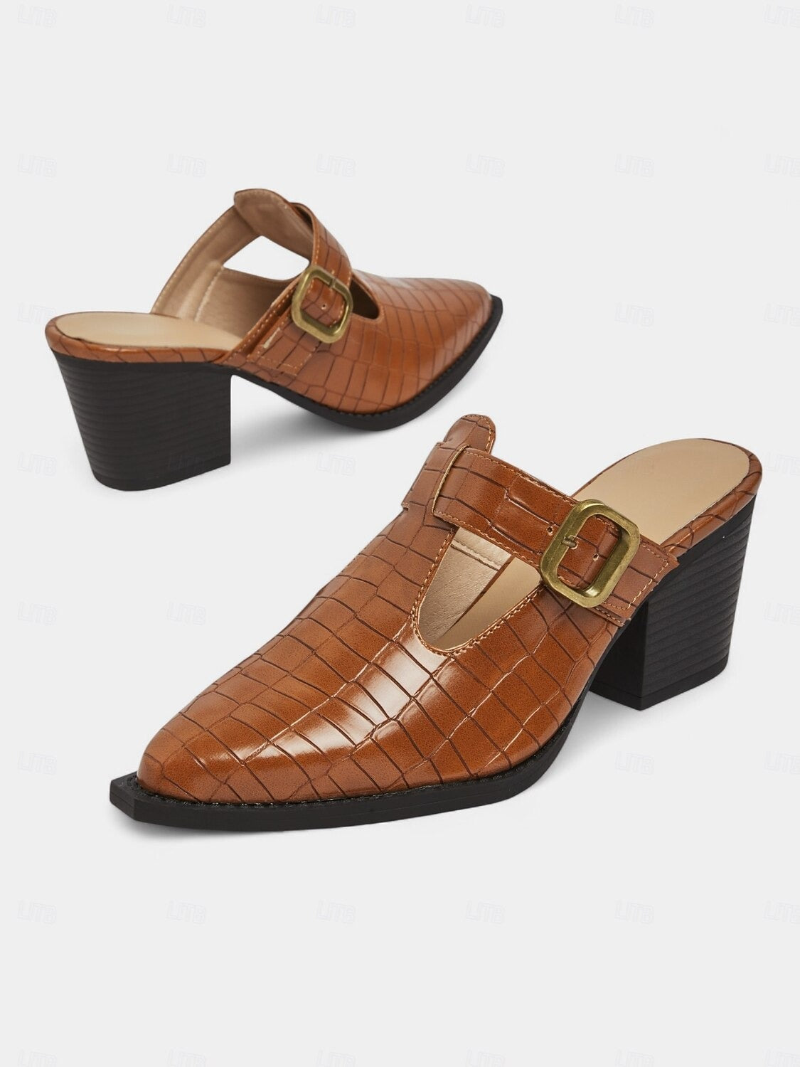 Ladies Block Heel Cutout Shoes